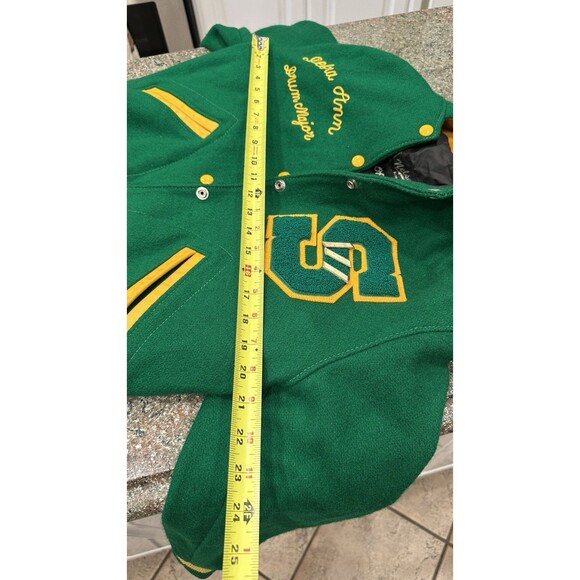 Vintage Authentic SHS South High Letterman Jacket Small Green Gold EUC Women’s - Picture 11 of 16